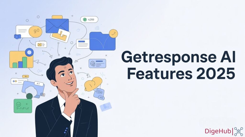 Futuristic AI interface analyzing customer data to optimize email marketing strategies with GetResponse.