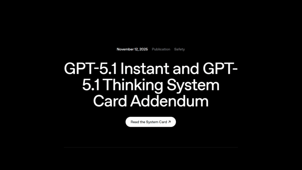 As described in our blog⁠, GPT‑5.1 Instant and GPT‑5.1 Thinking are the next iteration of our GPT‑5 models. GPT‑5.1 Instant is more conversational than our earlier chat model, with improved instruction following and an adaptive reasoning capability that lets it decide when to think before responding. GPT‑5.1 Thinking adapts thinking time more precisely to each question. GPT‑5.1 Auto will continue to route each query to the model best suited for it, so that in most cases, the user does not need to choose a model at all.