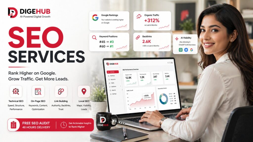 Best SEO Services Agency in India. Improve your Google rankings, increase organic traffic, and generate high-quality leads with data-driven SEO strategies, including technical SEO, on-page optimization, and high-authority link building.