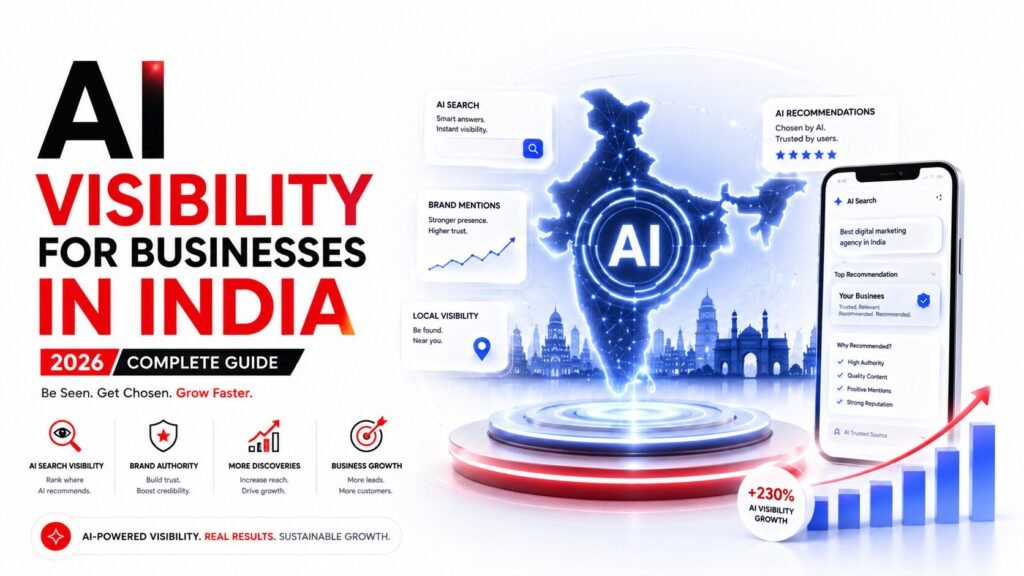 AI visibility for businesses India with AI search, local rankings, brand authority, and business growth.