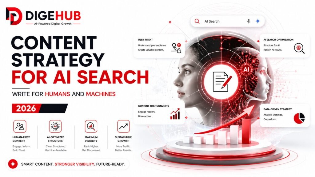 content strategy AI search 2026 Content strategy AI search 2026 with human-first content, AI optimization, and business growth.